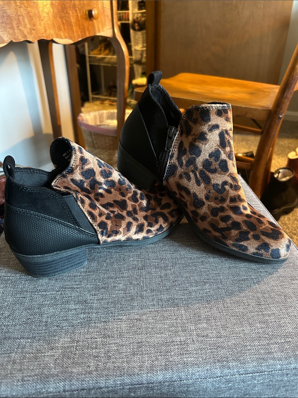 SO Leopard Print Ankle Booties - Brown/Black